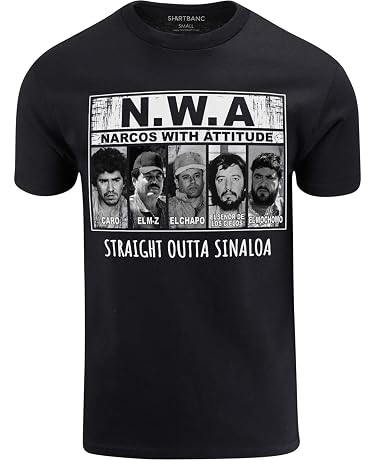 ShirtBANC Cartel Mens N.W.A. Narcos with Attitude Shirt Straight Outta Sinaloa