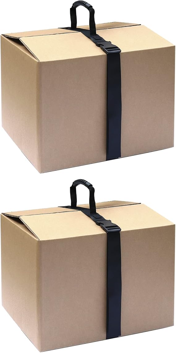 QWORK Carrying Strap with Handle, 2 Pack Heavy Duty Ordinary Luggage Lashing Strap Holder for Safe Moving and Lifting and Carrying of Heavy Cases, Groceries, Luggage