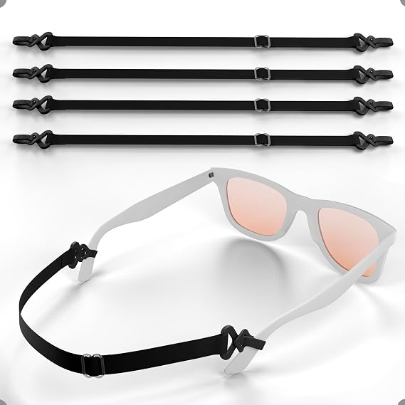 X-Protector Eye Glasses Strap - 4 PCS, Black - Sunglasses Strap with Universal Glasses Holder - Adjustable Eyeglasses Straps