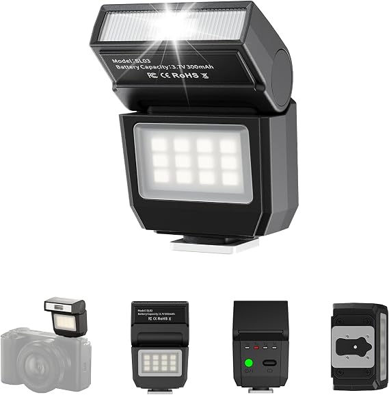ULANZI SL03 Camera Mini Flash, Speedlite Video Light GN8 6500K for DSLR