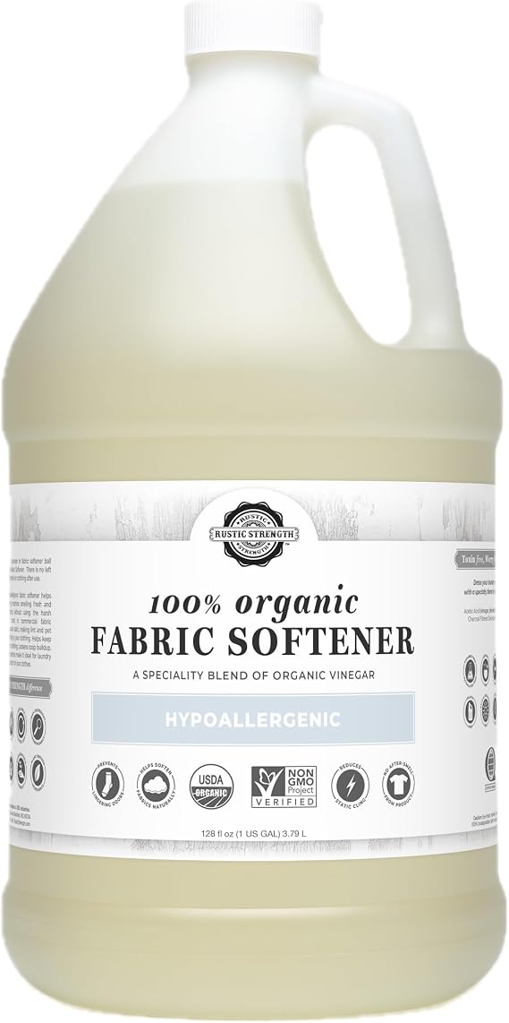 Rustic Strength Unscented Natural Fabric Softener, Gallon Plastic