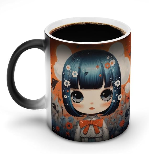 Ceramic Mug Anime Pictures Printed Funny Color Changing Mug Discoloration Coffee Mug Temperature Personalized Color Changing Cups With Handle Unique Gift