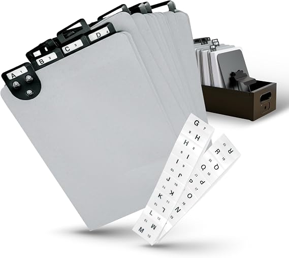 Martin Yale 14254 Posting Tray Index Set, 25 Press-Board Dividers for 6" x 9" Sheets, Includes A-Z Categories and Blank Inserts, Metal Tab Index