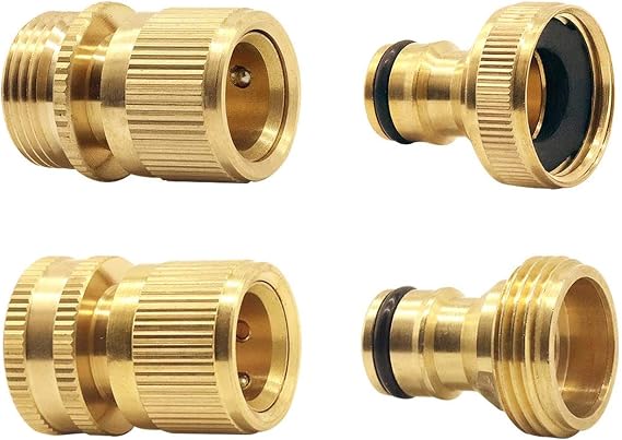 Hydrogarden Garden Hose Quick Connector Brass Hose Quick End Connector Garden Hose Nozzle Connect Kit, Quick Disconnect Hose Fittings Male and Female(BSP)