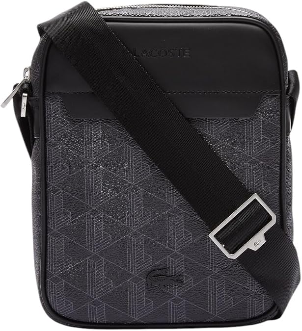 Lacoste Men's The Blend Monogram Canvas Vertical Bag, Black, One Size