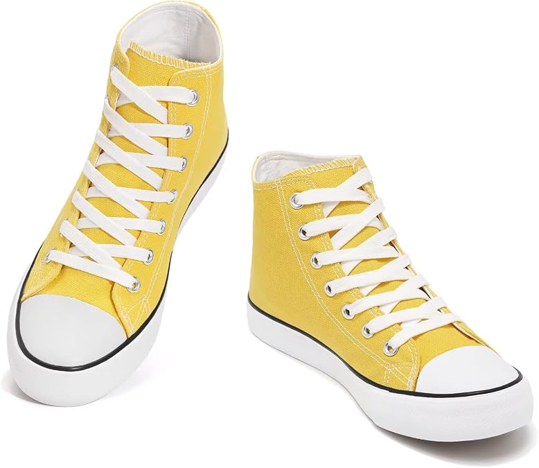 Womens High Top Canvas Sneakers, Lace up Fashion Tennis Shoes for Women Casual Classic Walking Shoe for Everyday Wear