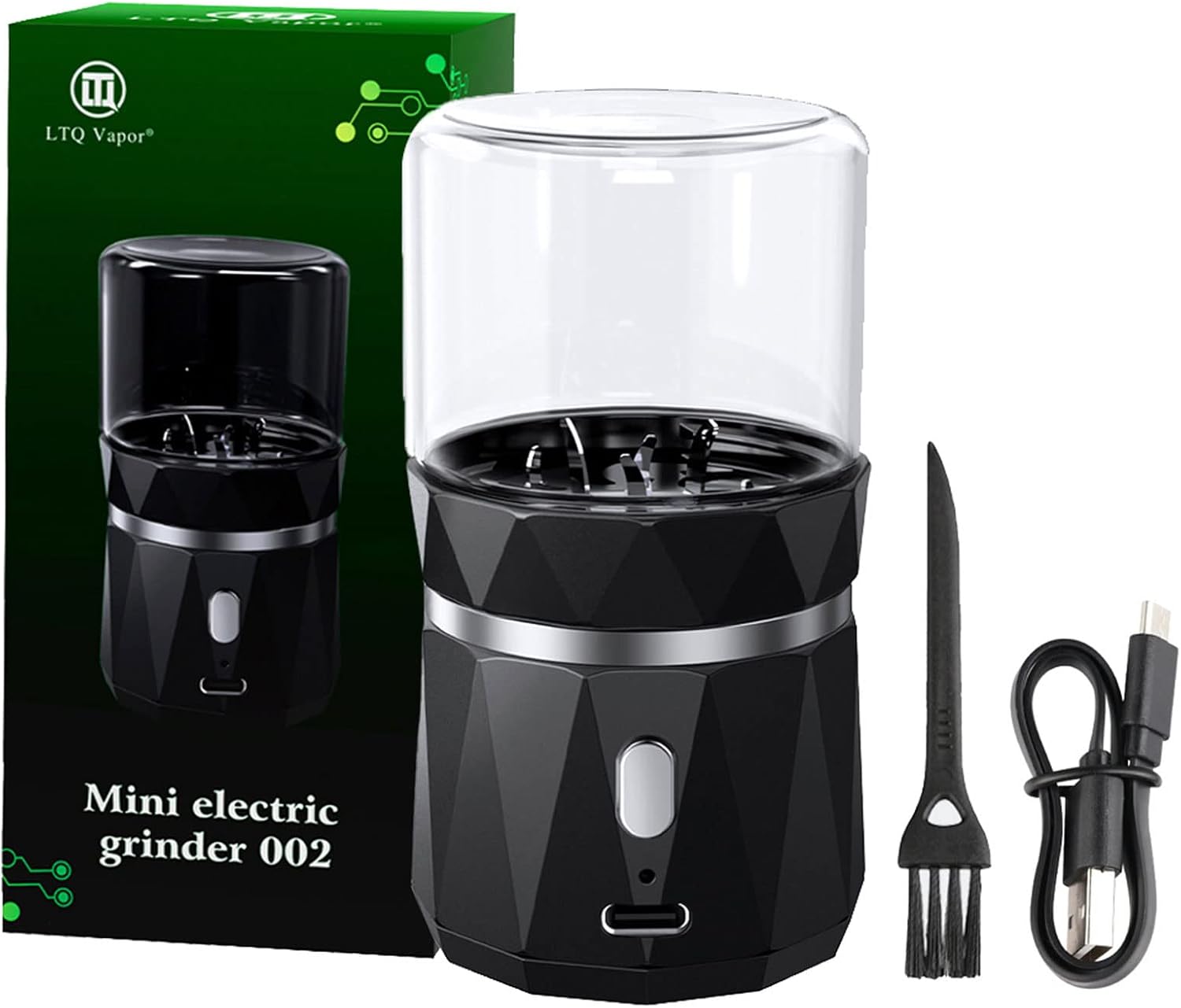 Electric Herb Grinder, Spice Grinder with 1.7oz50ml Glass Herb Jar Rechargeable Electric Crusher