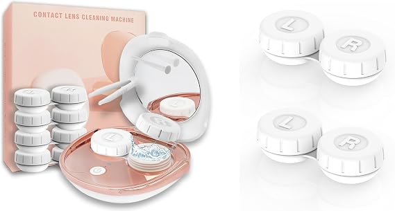 Vastsoon Portable Ultrasonic Contact Lens Cleaner Machine Kit with Extra 2PCS Solution Cleaning Case Replacement