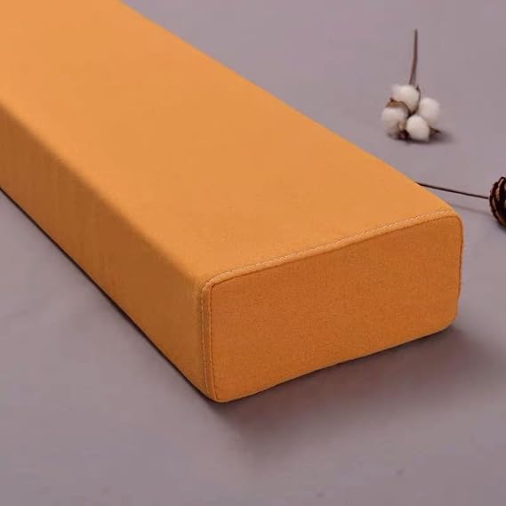 Bed Gap Filler Pillow Double Single King Size Thick Bed Wall Gap Filler, Custom Size Mattress Extender Block Cotton Linen Headboard Cushion Bed Wedge, Washable Bed Gap Filler Side(110x5x5cm,Yellow)