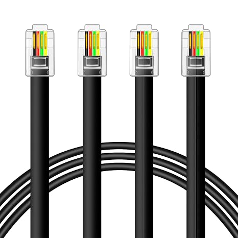 NECABLES 2Pack RJ9 Cable 10ft 4P4C Phone Cord Telephone Cable - 10 Feet | RJ9/RJ10/RJ22 4P4C Male to Male Straight for Both Data and Voice Black