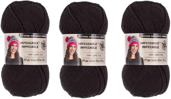 Loops & Threads Impeccable Yarn 4.5 oz Black (3-Pack)