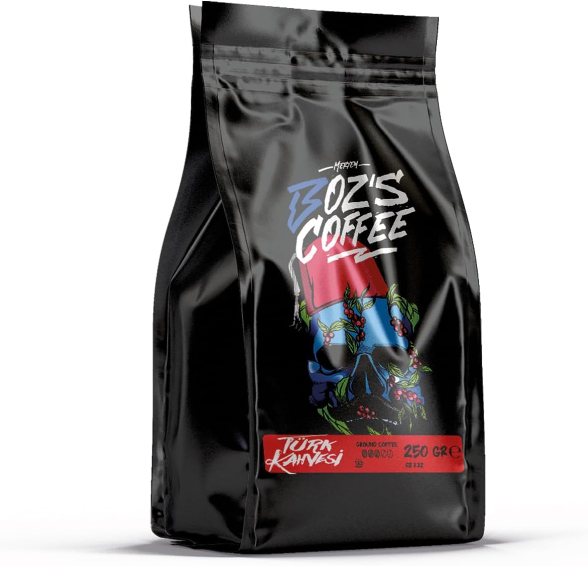 Meryem Bozs Coffee Finely Ground Turkish Coffee, Medium Roasted, 100% Arabica, Creamy Texture, 250 g