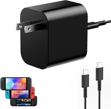 Sehawei 60W USB C Charger for Switch2 Ac Adapter - 20V 3.0A Fast Charging with 1.5M USB C to C Cable - Compatible with Switch 2, Steam Deck- Support TV Mode