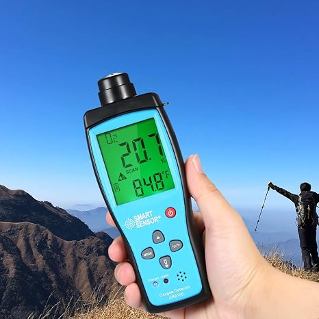 Oxygen Meter,Konnon Portable Air Quality Monitor Meter O2 Oxygen Temp Detector Analyzer Handheld Oxygen Tester