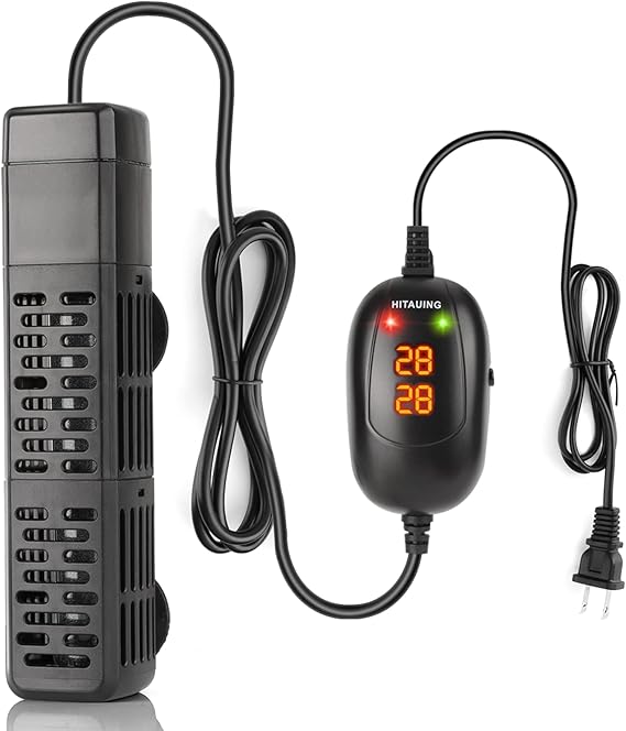 HiTauing Aquarium Heater, 50W/100W/300W/500W Submersible Fish Tank Heater with Over-Temperature Protection and Automatic Power-Off When Leaving Water for Saltwater and Freshwater [Energy Class A+]