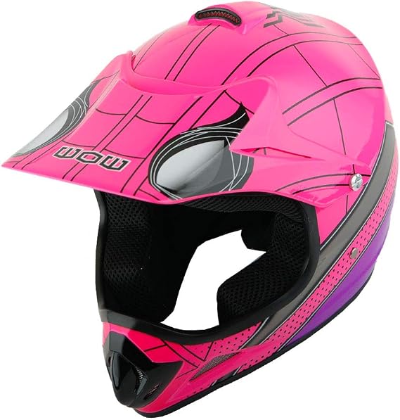 WOW Youth Kids BMX MX Motocross ATV Dirt Bike Helmet Spider Pink