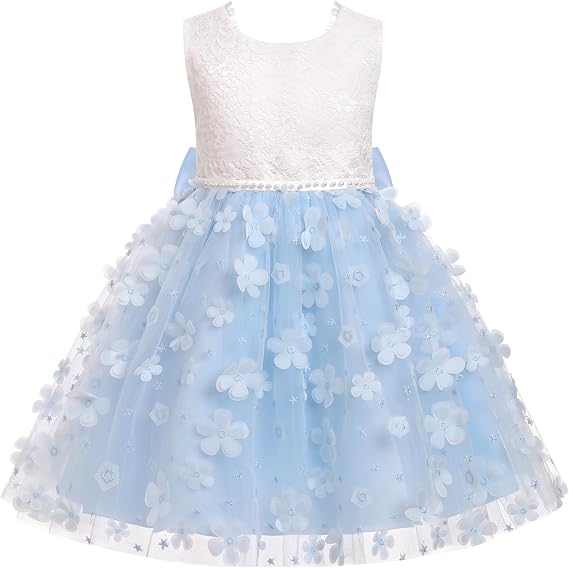 IBTOM CASTLE Toddlers Girls Flower Dress Sleeveless Tutu Dress Princess Birthday Party Round Neck Flower Girl Dress