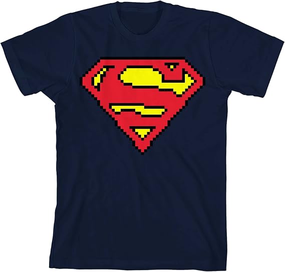 Superman Pixel Logo Boy's Navy T-Shirt