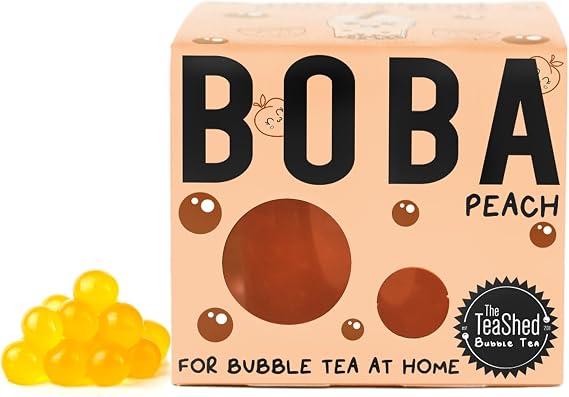 Peach Fruit Juice Filled Popping Boba | Bursting Pearls for Bubble Tea and Dessert Toppings | 150g 3 Servings | Vegan | By THE TEASHED