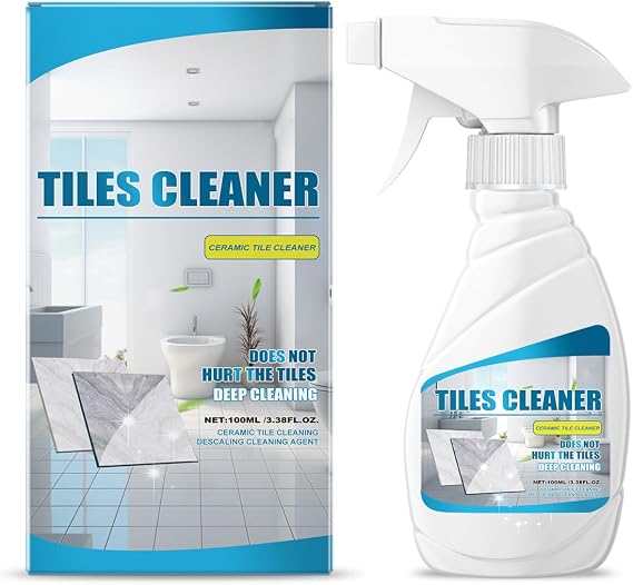 porcelain Tile Cleaner heavy duty, ceramic tile floor cleaner Spray,Powerful Removes Bathroom showe Tile Floor Granite Marble Kitchen Dirt Tile and Grout Cleane,Lemony 3.38 FLOZ