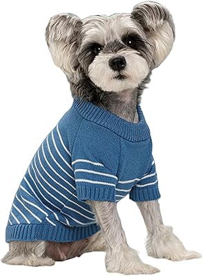 Dog Knitted Sweater,1PC Stripped Puppy Cat Sweater,Winter Warm Pet Clothes for Cats Small Dogs Chihuahua Bulldog Pug Beagles Dachshund Yorkie Blue, Small