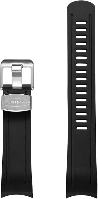Crafter Blue CB05 Curved End Watch Band Quick Release Soft Rubber Strap Replacement for Seiko Skx Series SKX007, SKX009 and SKX011 and Sports 5 Series: SRPD51K1, SRPD53k1, SRPD55K1 etc - Black