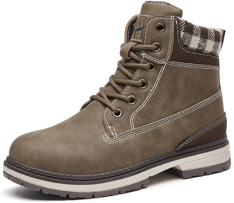 Women Hiking Ankle Boots - Work Waterproof Shoes Lightweight Brown