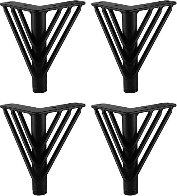 Osring 8 Inch Hairpin Furniture Legs Triangle Metal Table Feet Black, 4pcs