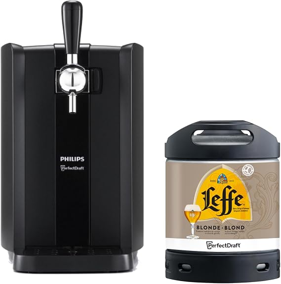 PerfectDraft Black beer bundle with Leffe Blonde 6L keg, Philips home dispenser.
