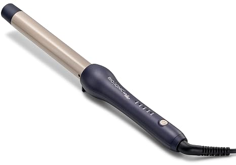 Bio Ionic GoldPro 1" Curling Wand, Blue, Moisture Heat Technology & 24K Gold MX, Ceramic Long Barrel with Adjustable Heat, Versatile Hair Curler for Long-Lasting Curls