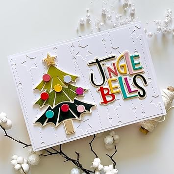 Lapoo Festivals Metal Cutting Die for Scrapbooking - Durable, Cut Stencils for DIY Scrapbook Photo Album Decorative Paper Card, Card Making Supplies, Embossing (Christmas Tree and Lights 4.7 x 3.9 in)