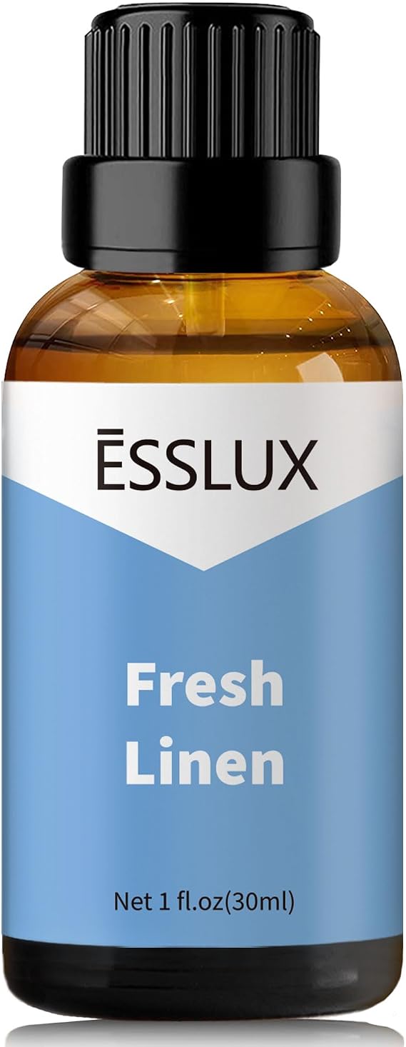 Fresh Linen Fragrance Oil - ESSLUX Aromatherapy Essential Clean Scented Oils for Diffuser, Massage, Soap, Candle Making Scents, Perfume, Home Fragrance, 30 ml