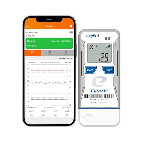 Elitech Bluetooth USB Temperature Data Logger -30°C to 70°C Automatic PDF/CSV Report