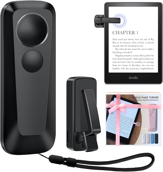Kindle Remote Page Turner,Page Turner for Kindle Paperwhite Oasis,iPhone, iPad,Android Ebook Page Turn,Camera Video Record Remote (Black)