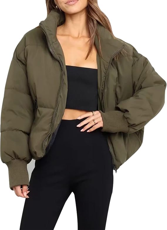 Gihuo Womens Winter Cropped Puffer Jacket Coat Short Warm Quilted Jacket 2026