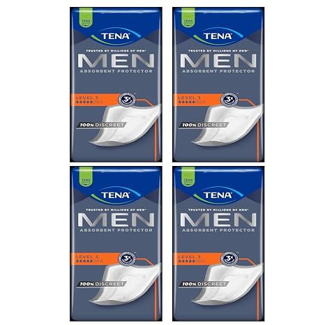 Level 3 Incontinence Guards for Men, Heavy Absorbency, Maximum Protection, Odor Control,(Pack of 4-64 Count)