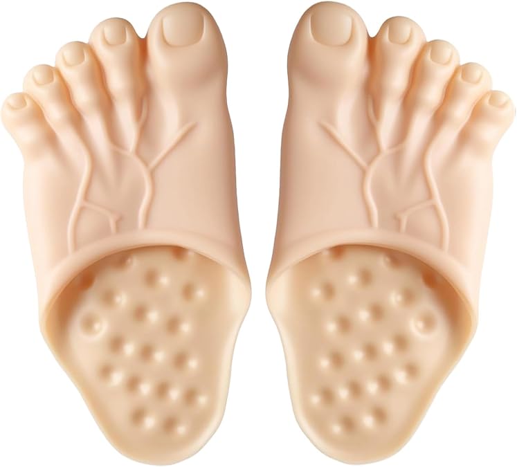 Barefoot Realistic Funny Slippers, Big Foot Realistic Clothing Accessories Shoe Covers, Horror Costume Props Toe Slippers Suitable for Halloween Carnival Family Role-Playing Accessories