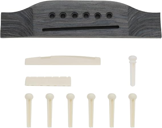 Set of 10 Acoustic Guitar Bridge Set 6 String Guitar Bridge Guitar Pin Nut Bridge Pins with Guitar Bridge Saddle Nut Accessories Replacement