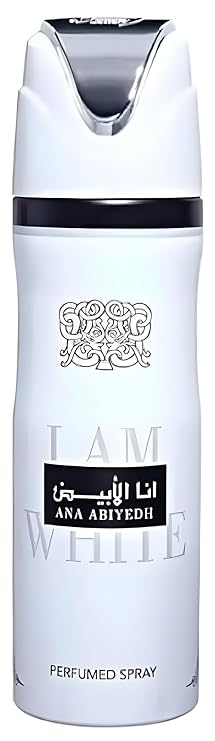 Lattafa Ana Abiyedh I Am White Perfumed Deodorant Spray for Men, 6.7 Ounce