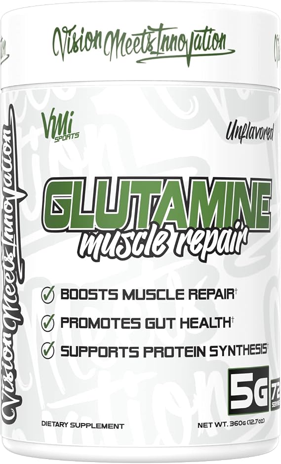 VMI Sports Glutamine Muscle Repair Powder Pure L-Glutamine | Muscle Repair & Recovery Gut Health Protein Synthesis | 5g per Serving 72 Servings
