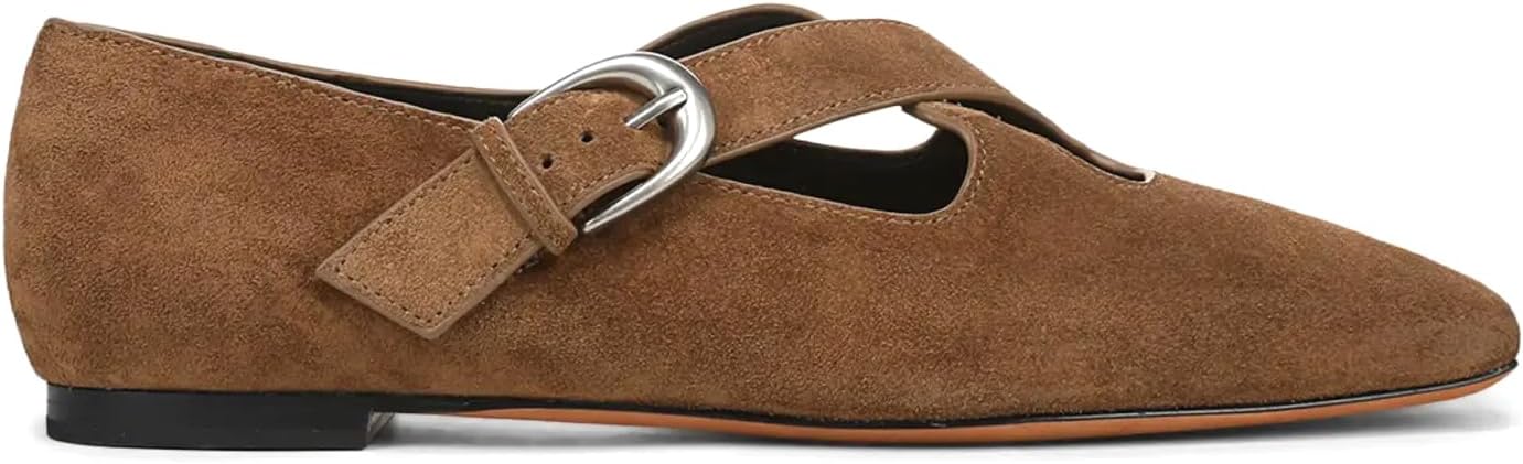 Ballet Flats for Women Square Closed Toe Mary Jane Flats Criss Cross Ankle Strap Buckle Ballerina Fall Flats Comfortable Dressy Casual Work