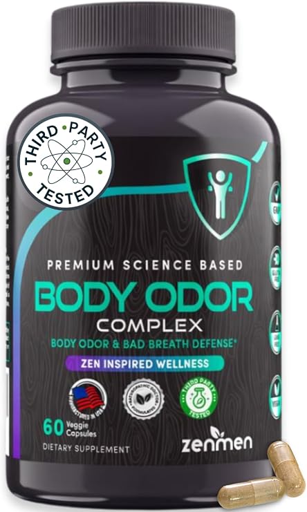 Zenmen Natural Body Odor Pills - Chlorophyll Capsules & Zinc - Internal Deodorant Supplement for Men & Women - Supports Whole Body Freshness & Digestive Comfort - 60 Veggie Capsules Made in USA
