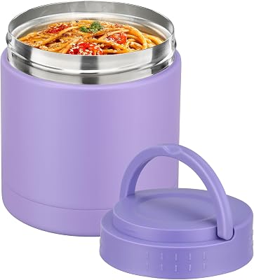 10.5oz Soup Thermo for Hot Food Kids Adults Insulated Food Jar with Handle Width Mouth Leak Proof Food Containers Stainless Steel Lunch Box for Office School Travel Outdoors Purple