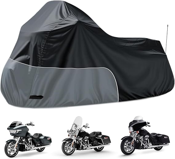 Motorcycle Cover Heavy Duty for Cruiser Touring Models, Grey