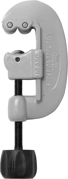 Superior Tool 35236 1-1/8" O.D. Screw-Feed Tubing Cutter (#350)-One and One Eighth Outside Diameter Tubing Cutter for Commerical and Industrial Applications , Gray