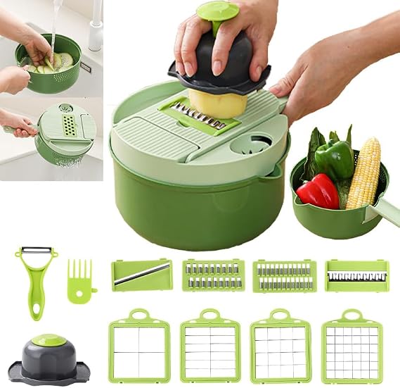 Vegetable Chopper 10-in-1 PRO with Container, Mandoline Veggie Chopper Slicer & Grater, Multi-Function Kitchen Gadget for Salad, Onion, Potato, Meal Prep, Home Essentials