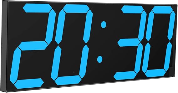 CHKOSDA Digital LED Clock Wall Mounted 6 Inch Large Alarm Clock Remote Control Countup Countdown Timer Auto Dimmer Big Calendar and Thermometer Wall Clock Ice Blue