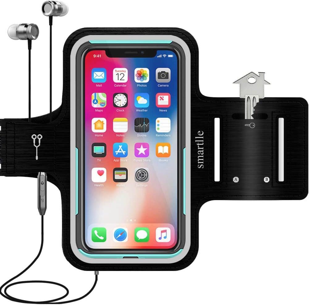 Arm Phone Holder for Running, Universal Cellphone Armband for iPhone 15 14 13 12 11 Pro/XR/XS/X/SE/8/7/6s/6, A/S/J, Up to 6.1, Sport Armband for Gym, Sports, Workout-Black