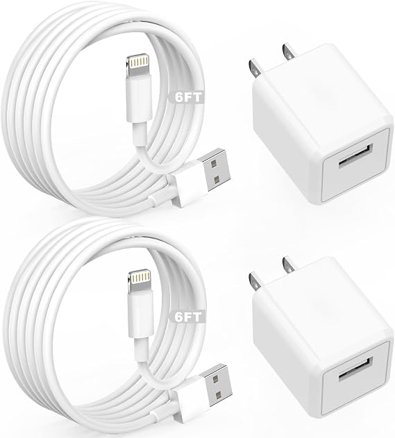 iPhone Charger,Cube iPhone Charger Travel 2Pack 6FT Lightning Cable Cord Quick Fast Charging Cord USB Wall Chargers Travel Plug Adapter for iPhone14/13/12/11/10/X/8 Plus/XR/XS Max/7/SE/iPad,Airpods