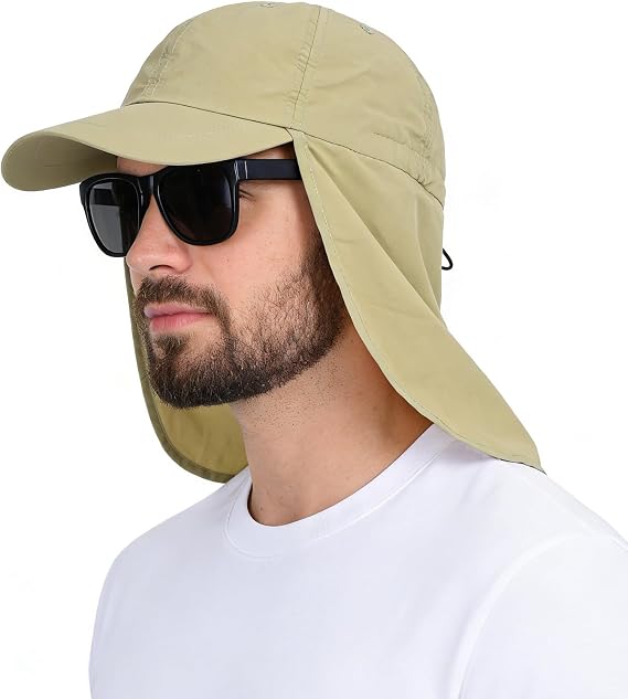 Baseball Sun Cap with Neck Flap, UPF 50+ Waterproof Sun Hat for Men Women